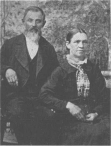 A photo of  husband and wife Peder Nielsen and Harriet Anmada Brown the parent's of Cornetta Neilsen.